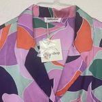 Mittoshop womens large crop button up shirt short sleeve floral multicolor brigh Photo 3