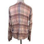 Splendid  Wrap Plaid Surplice High Low Long Sleeve Blouse Size Large Photo 3