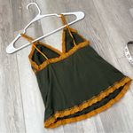 Y2K Lace Cami Tank Top crop womens Green Orange (small) vintage summer party Photo 3