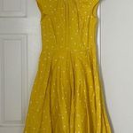 Boden Yellow Polka Dot Swishy Dress Full Skirt Cap Sleeve Tall Size 6 Long L White Photo 0