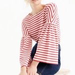 J.Crew | Red White Strip Long Bell Sleeve Blouse Shirt Women’s Size XXS Photo 0