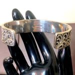 Sterling Silver  Granulated Oxidized Scroll Cuff Bracelet Vintage Photo 6