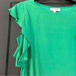 Britt Ryan  Emerald Green Silk Blouse with Ruffle Sleeves | S Photo 1