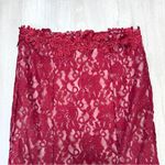 Sequin Hearts Red Lace High Slit Maxi Skirt M Photo 3