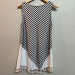 Umgee Striped Tassel Tank Top Tunic Sleeveless Casual Summer Beach Cover Up S Photo 3