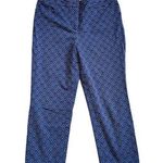 Talbots  Navy Blue White Geometric Floral Print Casual Dress Pants Photo 0
