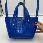 frame denim FRAME Les Second Mini Bag Blue Patent Leather Satchel Shoulder Bag Photo 2
