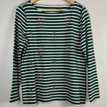 Talbots BATEAU NECK TEE - CANDY CANE HOLIDAY STRIPE size large petite Photo 1
