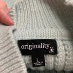 Originality Pearl Embellished Mock Neck Sweater Light Blue Size Large Oversize Photo 5