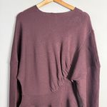 Ganni Rib Knit Asymmetrical Mini Dress Women's XL Burgundy Ruched Designer NWOT Photo 13