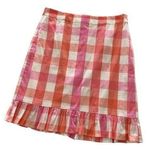 J.Crew  Pink and Orange Gingham Ruffle Trim Mini Skirt Size 00 Photo 0