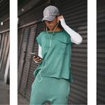 NWT Free People Movement One To Beat Green Set / Slouchy Harem Pants & Top Small Photo 3