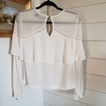 MINKPINK Revolve  white ruffle top long sleeve blouse cutout detail XS Photo 2