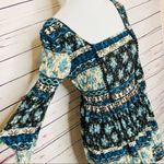 Band of Gypsies Blue Boho Floral & Paisley Dress Size Medium Photo 4