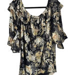 NWOT City Chic Floral Blouse Shirt On/off Shoulder Ruffle Workwear Date 2XL #84‎ Black Size XXL Photo 0
