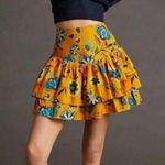 Maeve Anthropologie Fruit Print Orange Mini Boho Tiered Smock Skirt Large Photo 0