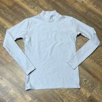 Under Armour  Shirt Womens Large Light Blue Gray Fitted ColdGear Mock Neck Ski Photo 0