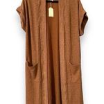 JODIFL  size small short sleeve ribbed duster long cardigan pockets split sides Photo 0