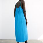 ZARA  STRAPPY RIB Full Cut Dress w/ V-neckline & Spaghetti Straps Blue Size S NEW Photo 5