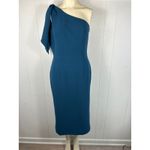 Dress the Population  Tiffany One-Shoulder Midi Dress in Peacock Blue. Size L Photo 3