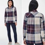 Barbour  Moorland Plaid Button Up Shirt Cotton Classic Check Black Cherry~12🧡 Photo 12