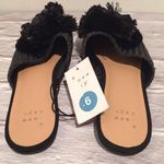 Black Flower Mules/Flats Size 6 Photo 2