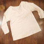 Lucky Brand Womens Scoop Neck Embroidered Cotton Peasant Blouse Cream Sz L Photo 3