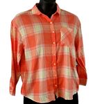 Abound NWOT  Women Oversized Coral Plaid Flannel Long Sleeve ButtonUp Shirt Small Photo 6
