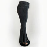 Forever 21 Pants Women 27 Black Denim Jeans Mega Flare Raw Hem Cotton Button Fly Photo 13