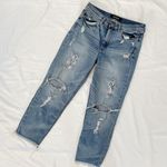 EXPRESS Girlfriend High Rise Ripped Jeans Photo 6