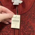 Coldwater Creek New Red Faux Suede Embroidered Paisley Women's Zip Up Jacket Photo 3