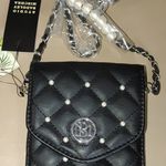 Badley Mischa Black Quilted Crossbody Bag Studio Pearl Accent Silver Chain Strap Photo 5