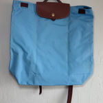 Longchamp  Le Pliage Backpack Cornflower Blue Nylon Leather Made in France Tote Photo 0