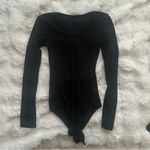 Scoop Neck Long Sleeve Bodysuit Black Photo 1