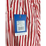 NWT Addison Bay Cotton Poplin Port Dress Super White Poppy Stripe Medium Red Photo 6