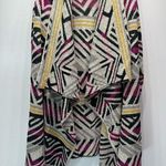 Lucky Brand Long Gray Black Purple & Yellow Aztec Design Open Front Cardigan M Photo 0