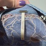 Free People  Easy Breezy Henley Shirt Periwinkle Blue Appliqué Small Long Sleeve Photo 6