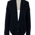 Elizabeth and James  Cardigan Medium Navy Chunky Knit Button Front Classic Photo 0