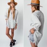 Free People  Grid Print Love Her Madly Top oversized textured boyfriend shirt XS Photo 1