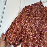 Lucky Brand  Orange Pink Short Sleeve Pleated Blouse Size Large EUC #6467 Photo 2