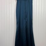 Lulus NWOT  Stunning Arrival Dark Teal Satin Off-The-Shoulder Maxi Dress Size XL Photo 4