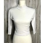 Brandy Melville Women's White Mock Neck 3/4 Sleeve Ribbed Crop Top One Size Photo 1
