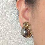 Vintage West Germany Signed Hematite Gold Filigree Necklace & Clip Earrings Set Black Photo 8