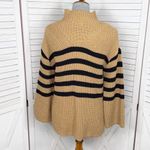 Old Navy  Slouchy Striped Mock Neck Bell Sleeve Sweater Tan Black Small Photo 4