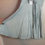 Lulus Dress Sz Small Sage Green White Gingham Tie Front Skater Photo 3