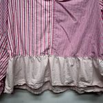 Free Assembly Striped Long Sleeve Ruffle Hem Womens Cotton Top Size XL Pullover Pink Photo 3