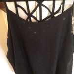 Womens Racerback design lattice bck detail black chiffon tank metallic accent sm Photo 8