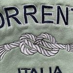 Blue green white embroidered Sorrento Italy crewneck Photo 3