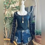 Free People New with tags  Josie Floral Lace Sleeve Ruched Side Top Photo 4