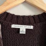 Carolyn Taylor chocolate brown button front cable knit cardigan with belt Photo 4